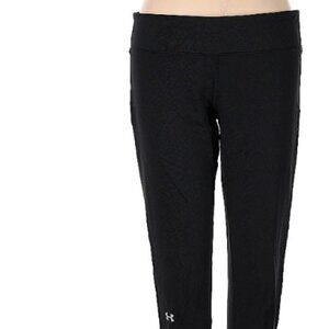 Under Armour black leggings w/ leg zippers & lime green, women's size medium